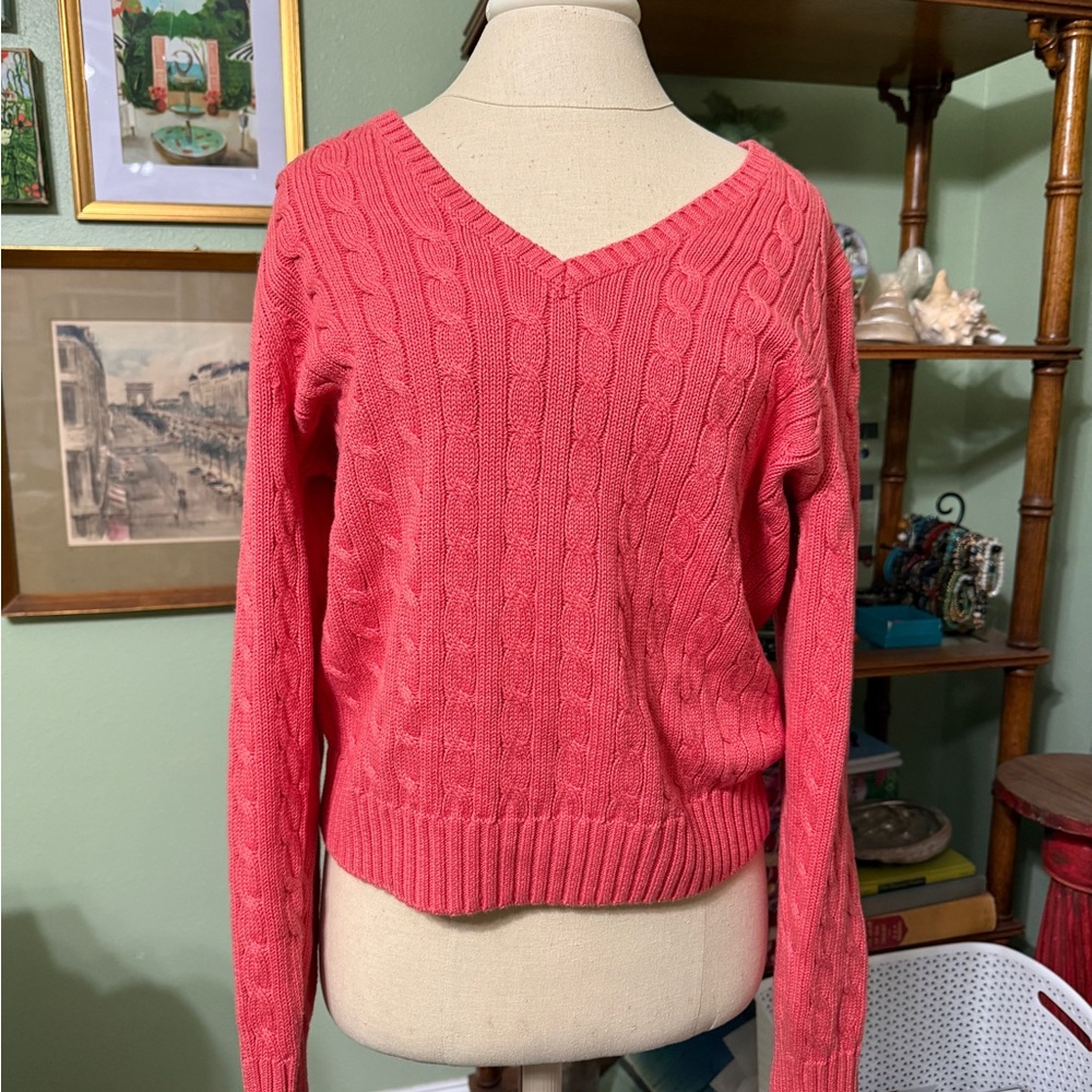 Tommy Hilfiger Coral V-Neck Cable Knit Sweater